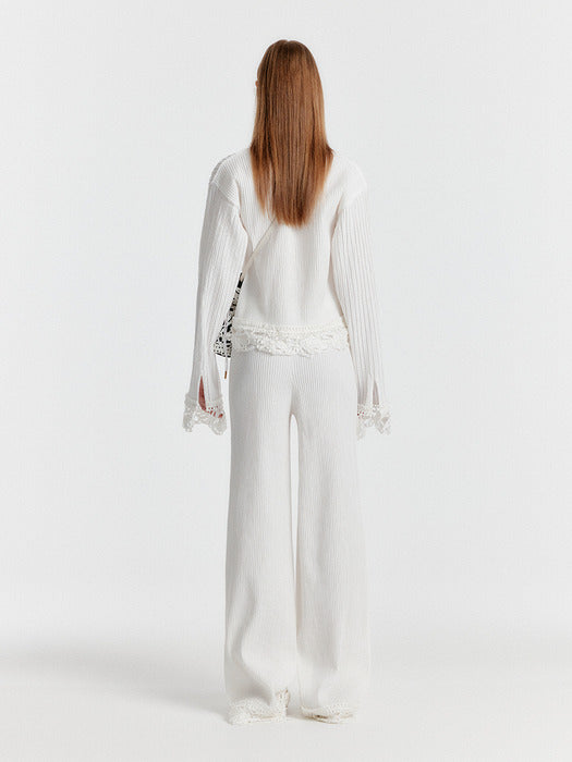 [EENK] Yeniz Lace-trim Pants - White