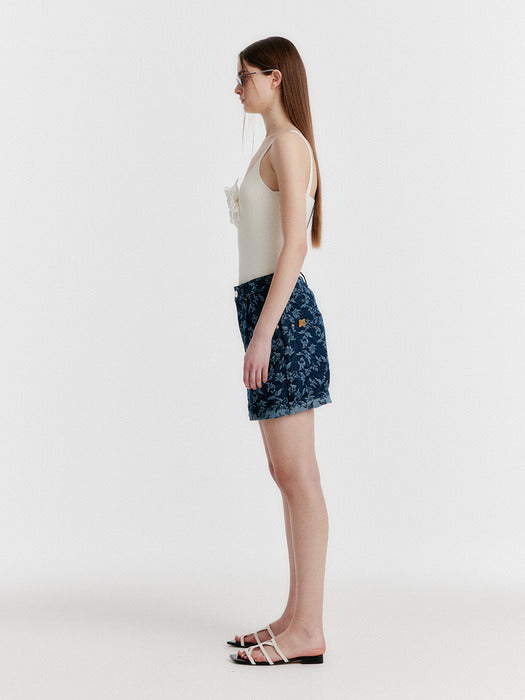 Eenk Yessy Jacquard Denim Shorts - Navy