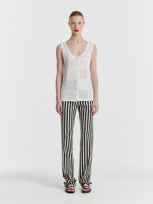 Eenk Yissy Stripe Denim Pants - White