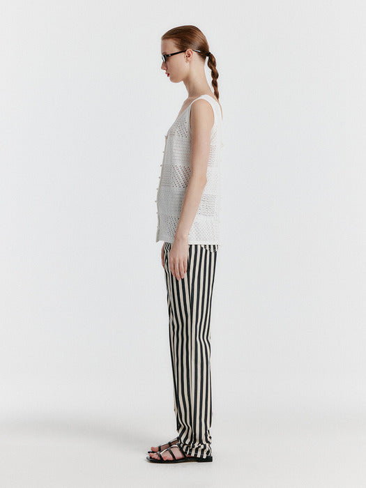 Eenk Yissy Stripe Denim Pants - White