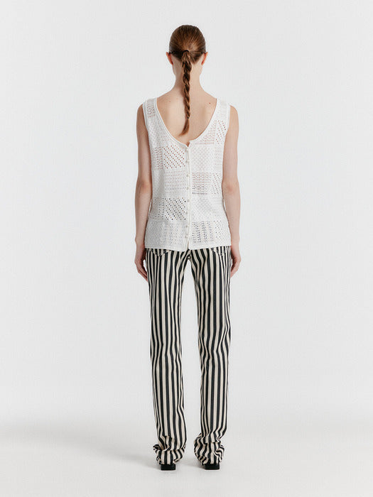 Eenk Yissy Stripe Denim Pants - White