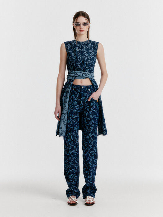 Eenk Yissy Jacquard Denim Pants - Navy