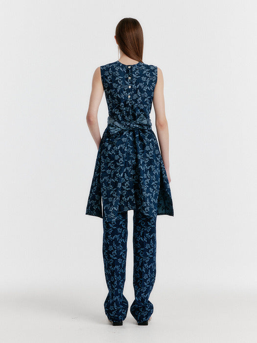 Eenk Yissy Jacquard Denim Pants - Navy