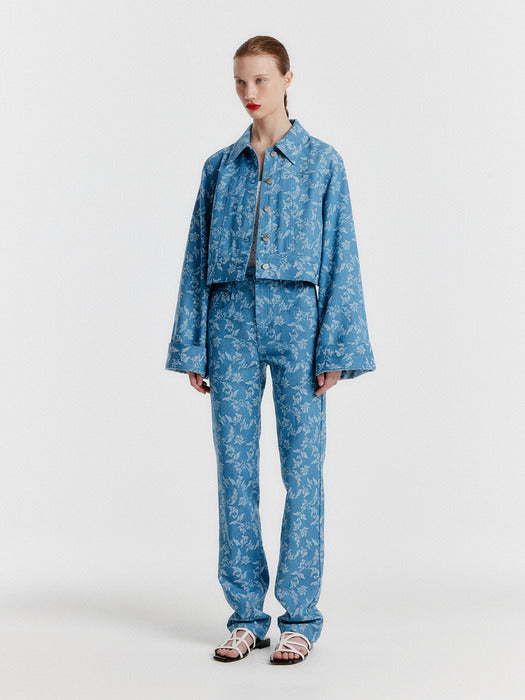 Eenk Yissy Jacquard Denim Pants - Blue