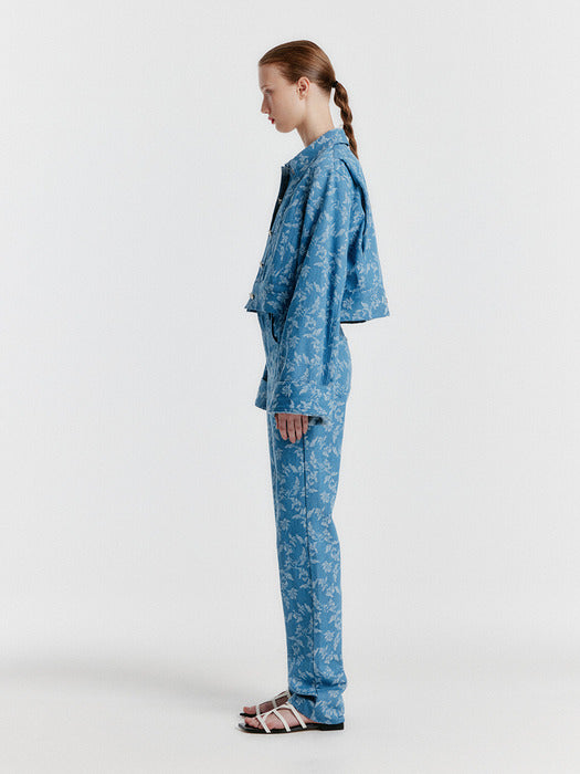 Eenk Yissy Jacquard Denim Pants - Blue