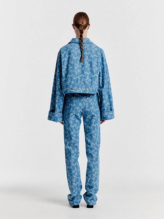 Eenk Yissy Jacquard Denim Pants - Blue