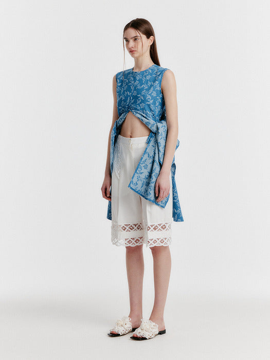 Eenk Yimi Jacquard Denim Sleeveless Top - Blue