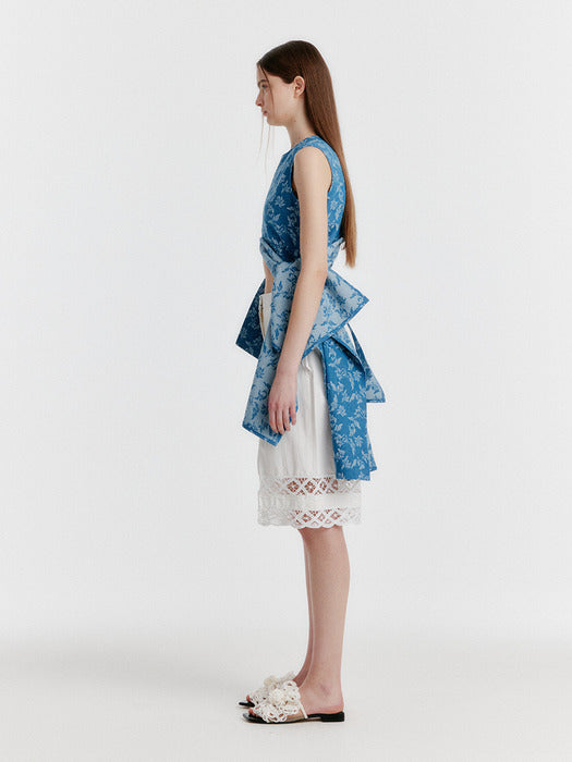 Eenk Yimi Jacquard Denim Sleeveless Top - Blue
