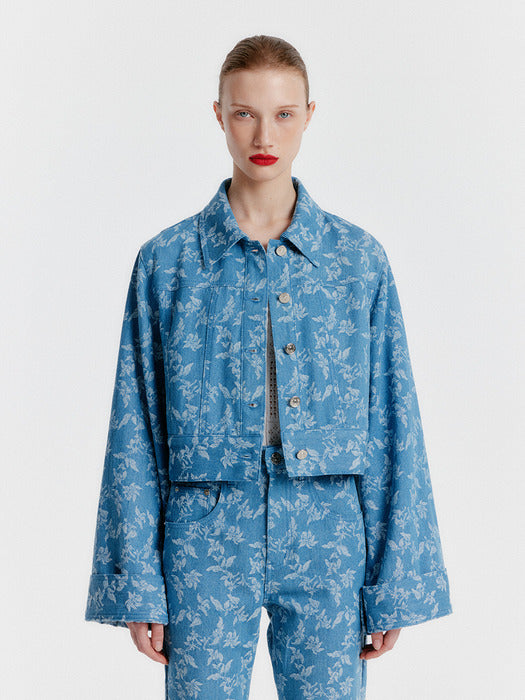 Eenk Yini Cropped Denim Jacket - Blue