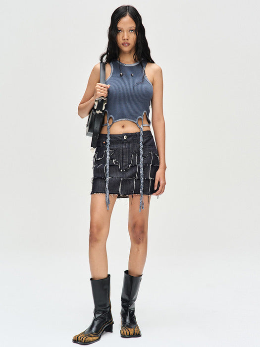 [andersson bell] DENIS WEAVING DENIM MINI SKIRT apa716w(INDIGO)