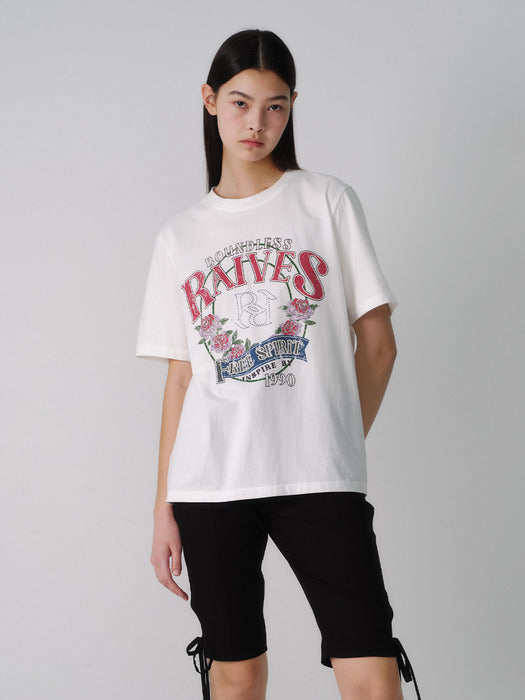 [raive] Vintage Rose Graphic T-shirt VW4SE027_3color
