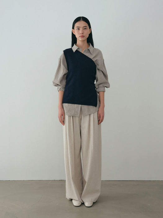 [moia] one shoulder top (navy)