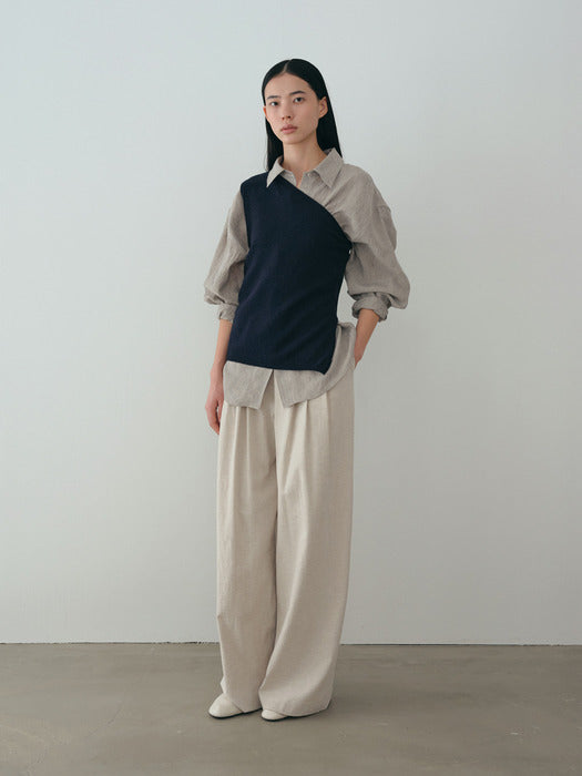 [moia] one shoulder top (navy)