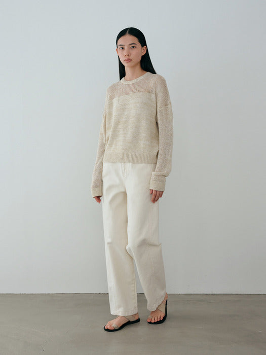 [moia] net round knit (lime ivory)