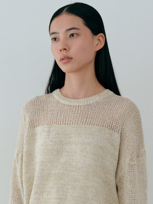 [moia] net round knit (lime ivory)