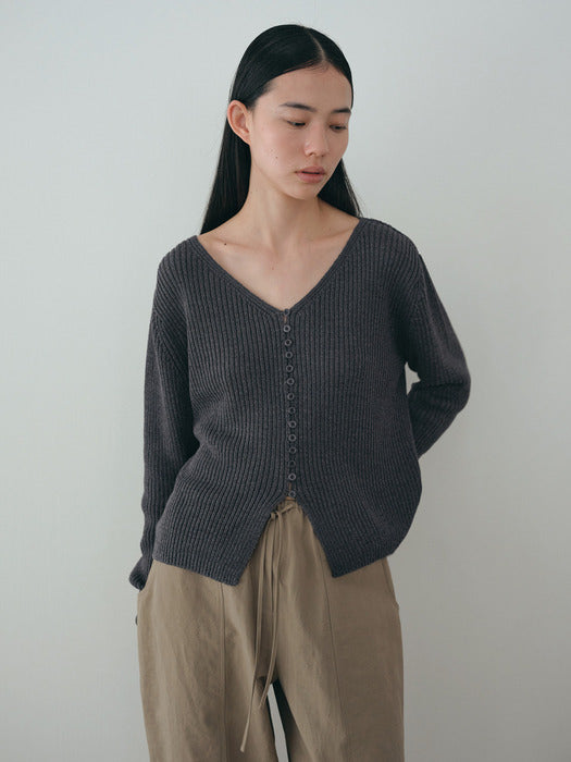 [moia] ribbed cardigan (blue stone)