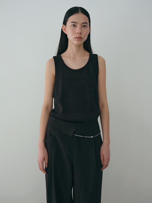 [moia] paper knit top (black)