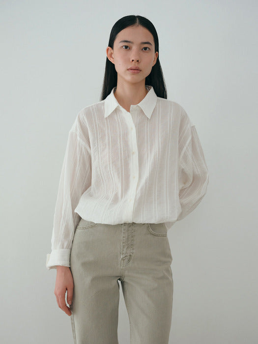 Moia sheer stripe shirt (ivory)