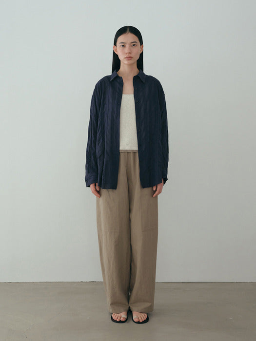 [moia] sheer stripe shirt (navy)