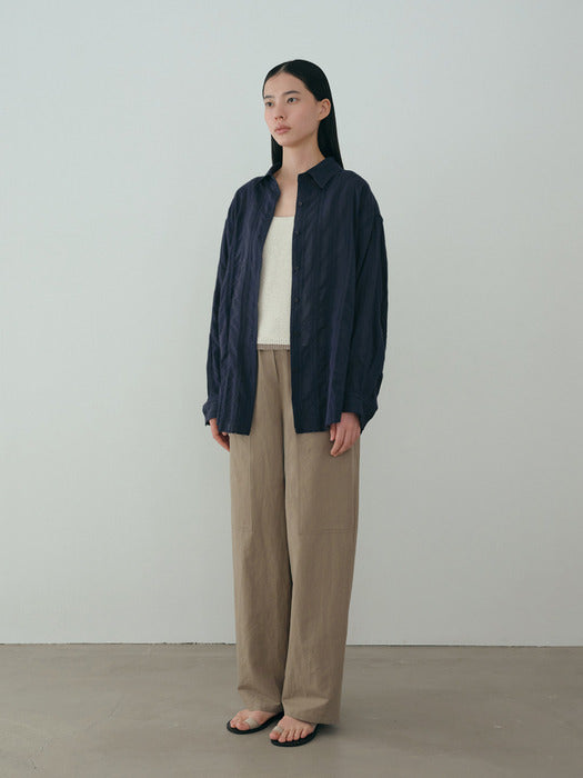 [moia] sheer stripe shirt (navy)