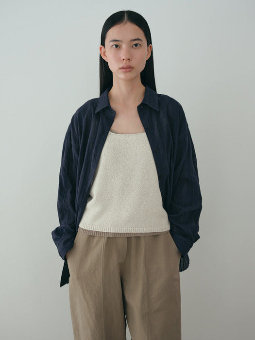 [moia] sheer stripe shirt (navy)