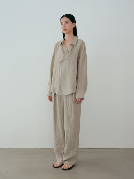 [moia] natural linen pants (beige)