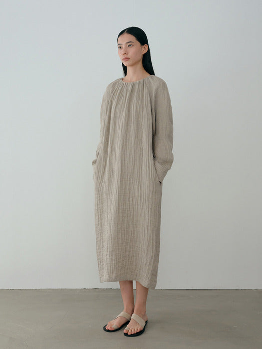 [moia] linen dress (beige)