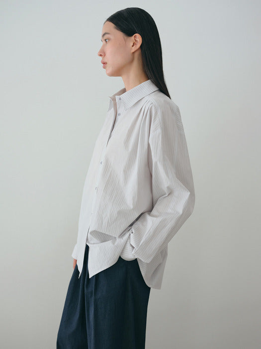 [moia] pleated shirt (stripe)