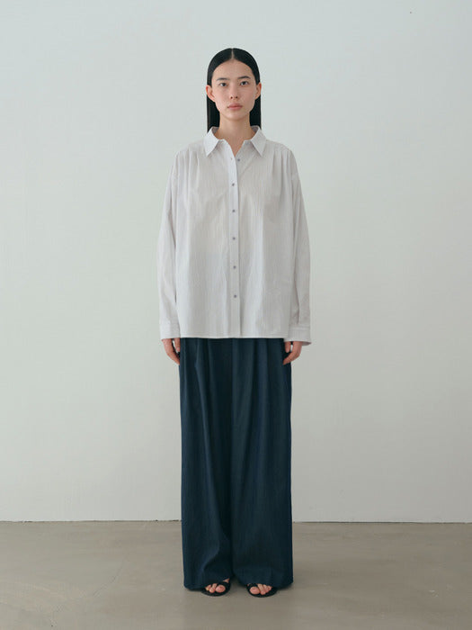 [moia] pleated shirt (stripe)