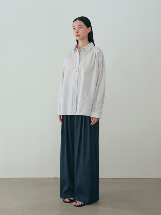 [moia] pleated shirt (stripe)