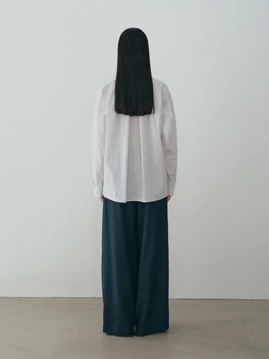 [moia] pleated shirt (stripe)
