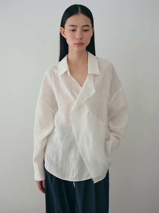 [moia] cutting wrap shirt (white)