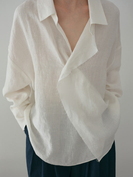 [moia] cutting wrap shirt (white)