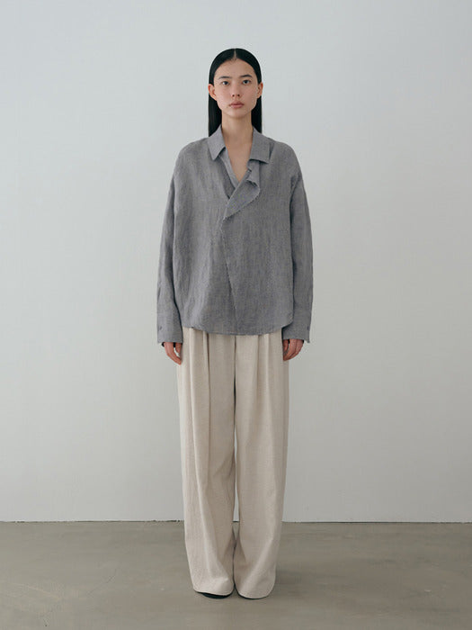 [moia] cutting wrap shirt (grayish blue)
