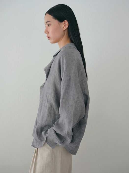 [moia] cutting wrap shirt (grayish blue)