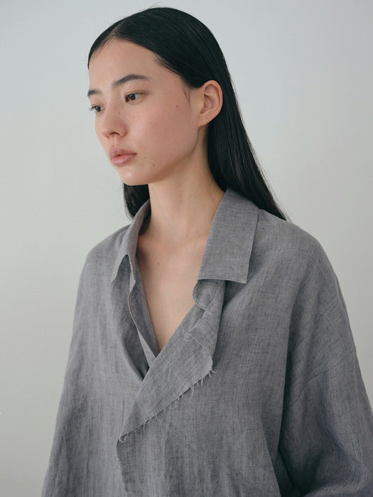 [moia] cutting wrap shirt (grayish blue)