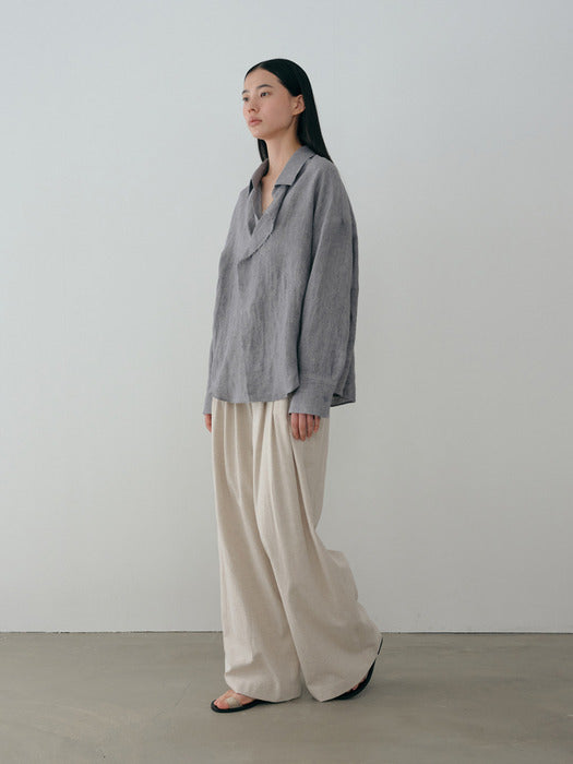 [moia] cutting wrap shirt (grayish blue)