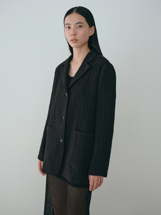 [moia] linen single jacket (black)