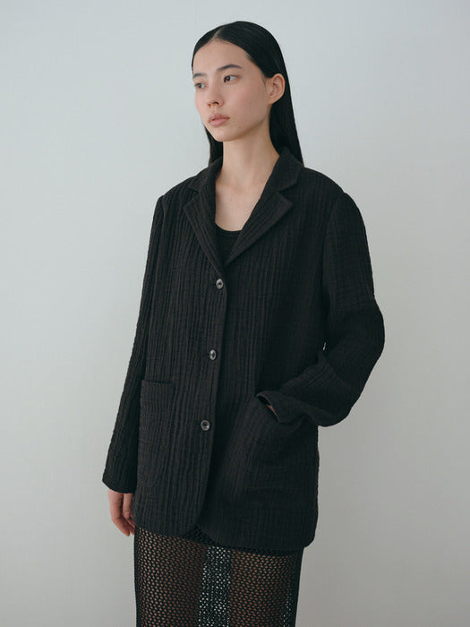 [moia] linen single jacket (black)