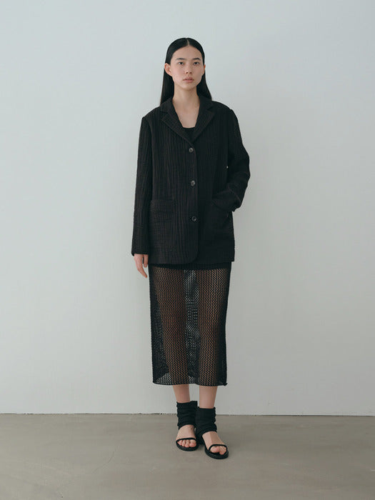 [moia] linen single jacket (black)