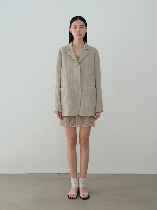 [moia] linen single jacket (beige)