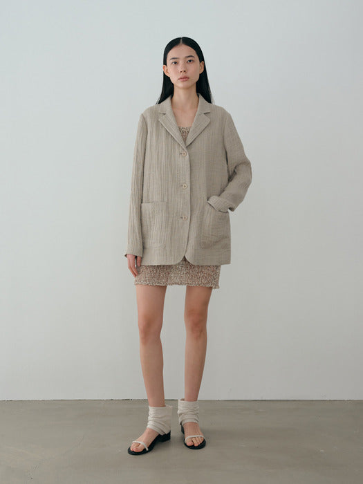 [moia] linen single jacket (beige)
