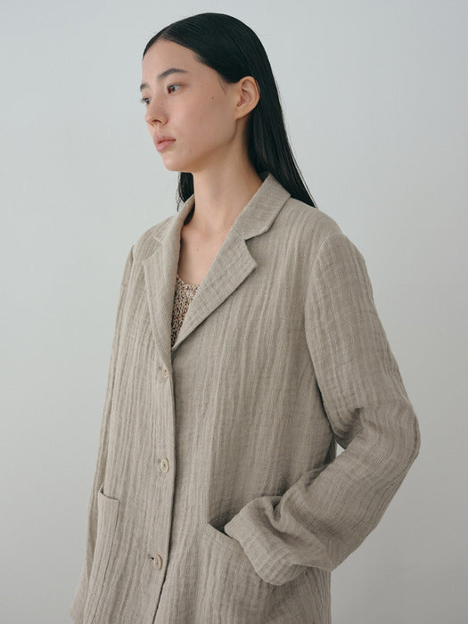 [moia] linen single jacket (beige)