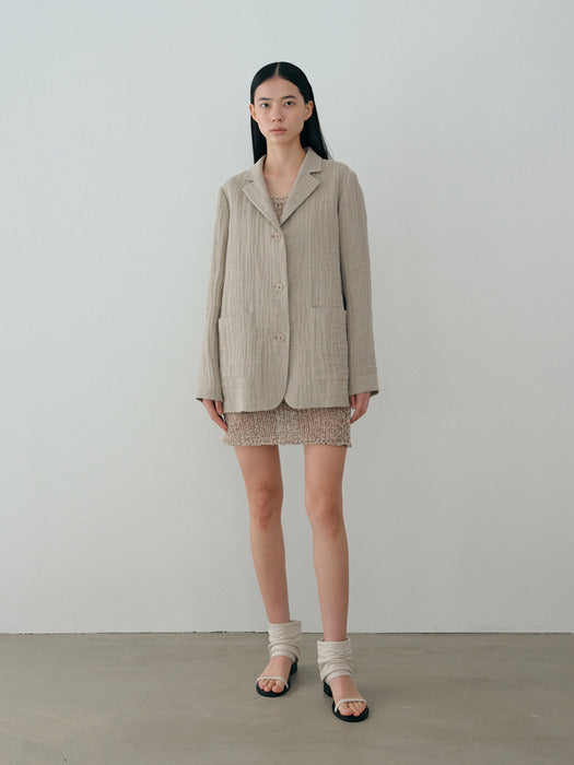 [moia] linen single jacket (beige)