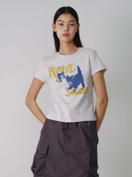 [raive] Raive Cat T-Shirt VW4ME042_3color