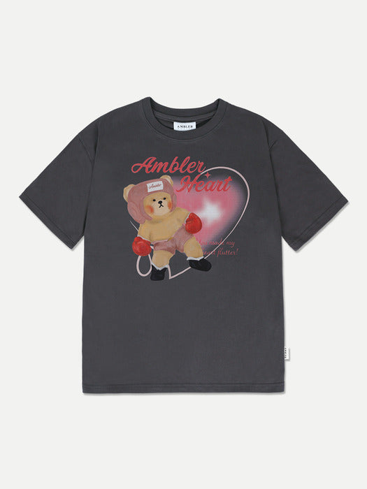 [ambler] Heart racing Over fit T-Shirts AS1109 (Dark-Gray)