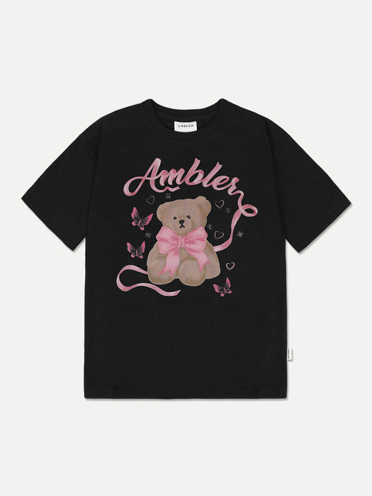 [ambler] Balletcore Bear Over fit T-Shirts AS1110 (Black)