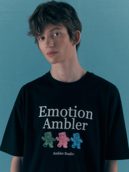 [ambler] Emtion Bear Over fit T-Shirts AS1111 (Black)
