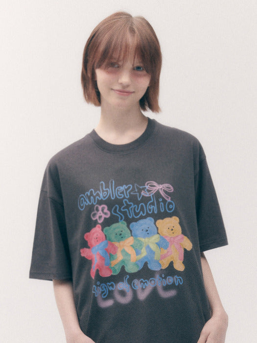 [ambler] Four emotion Over fit T-Shirts AS1113 (Dark-Gray)