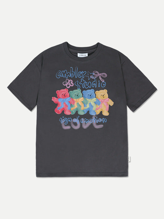 [ambler] Four emotion Over fit T-Shirts AS1113 (Dark-Gray)